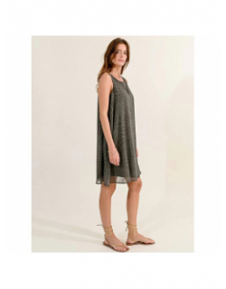 Robe courte fluide imprimés doré kaki femme - Molly Bracken