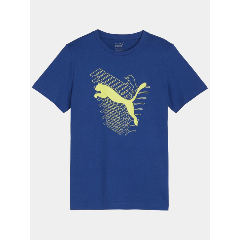 T-shirt graf cat bleu jaune enfant - Puma