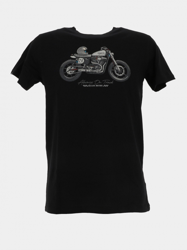 T-shirt manches courtes justin moto noir homme - Deeluxe