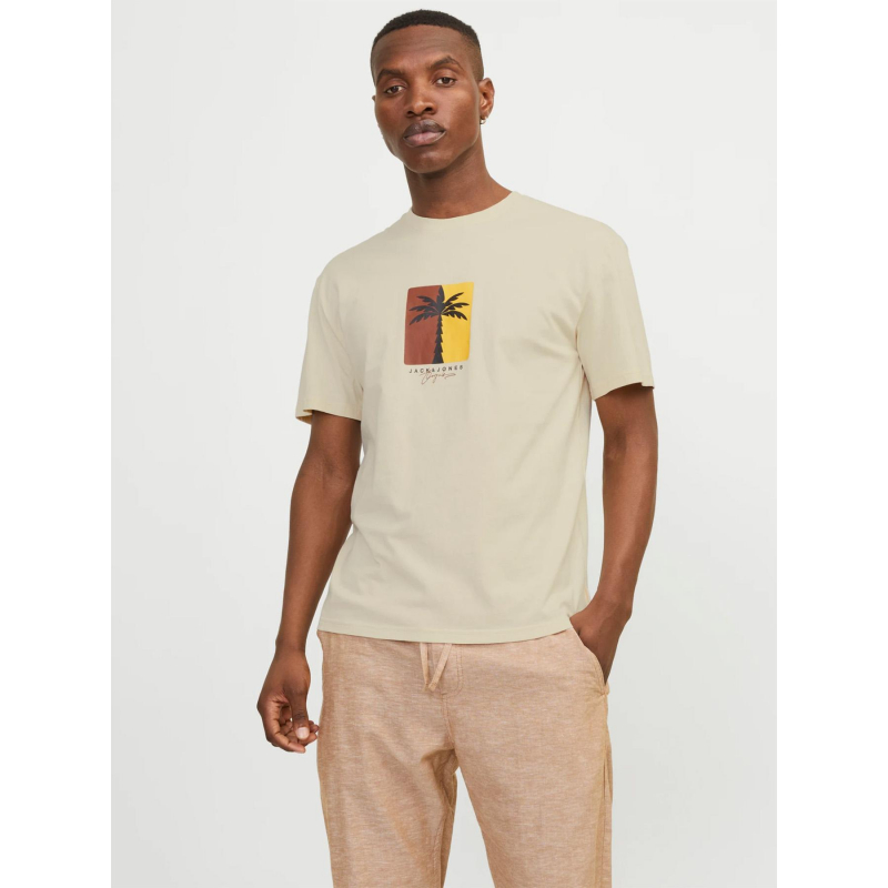 T-shirt marbella branding beige homme - Jack & Jones