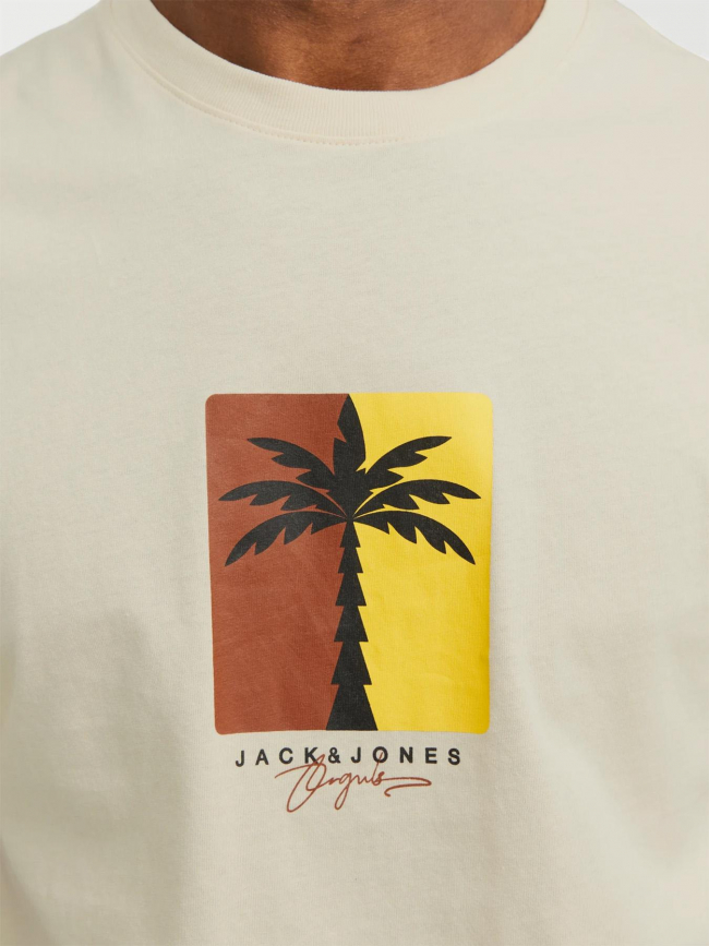 T-shirt marbella branding beige homme - Jack & Jones