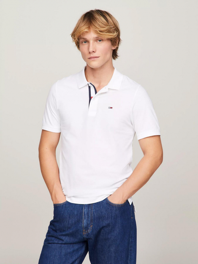 Polo uni slim blanc homme - Tommy Jeans