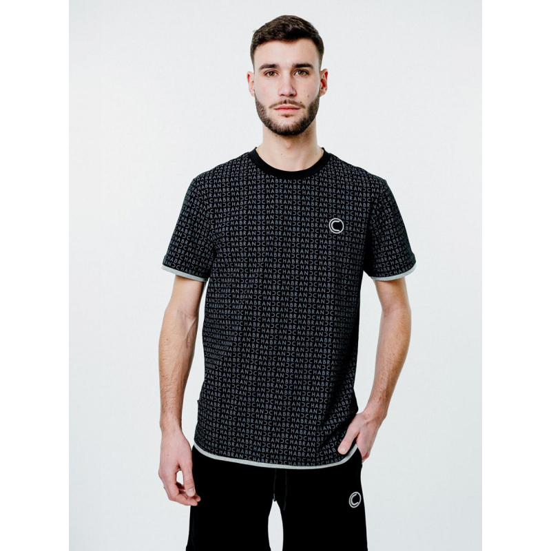 T-shirt multi-logos noir gris homme - Chabrand