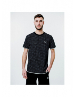 T-shirt multi-logos noir gris homme - Chabrand