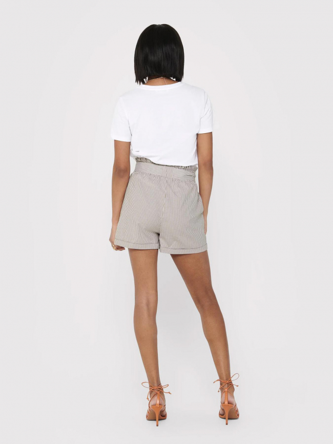 Short rayé smilla marron blanc femme - Only