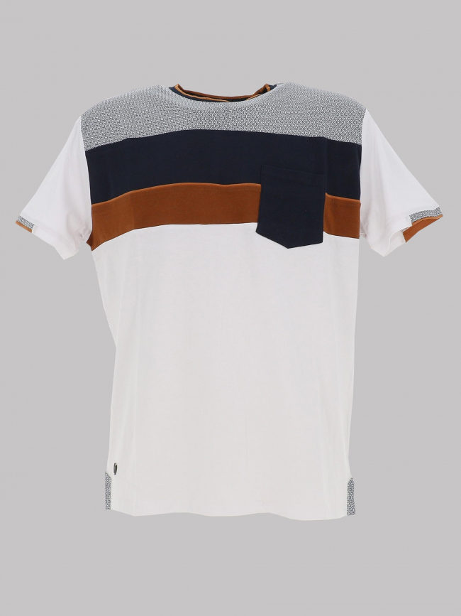 T-shirt bloc blanc bleu marron homme - Rms 26