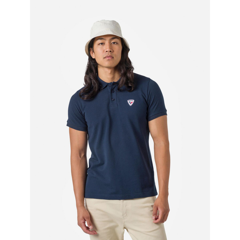 Polo uni logo bleu marine homme - Rossignol