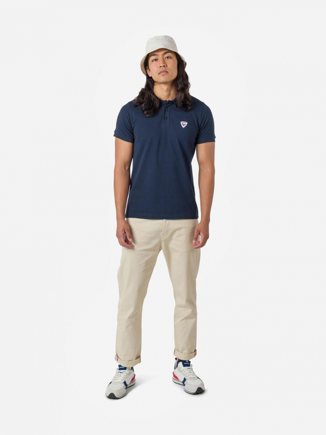 Polo uni logo bleu marine homme - Rossignol