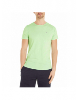 T-shirt uni slim jaspe vert homme - Tommy Jeans