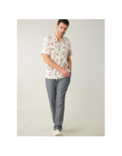 Chemise imprimée pearl blanc rose homme - Deeluxe