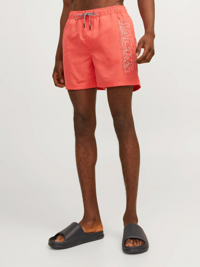 Short de bain fiji double logo orange corail homme - Jack & Jones