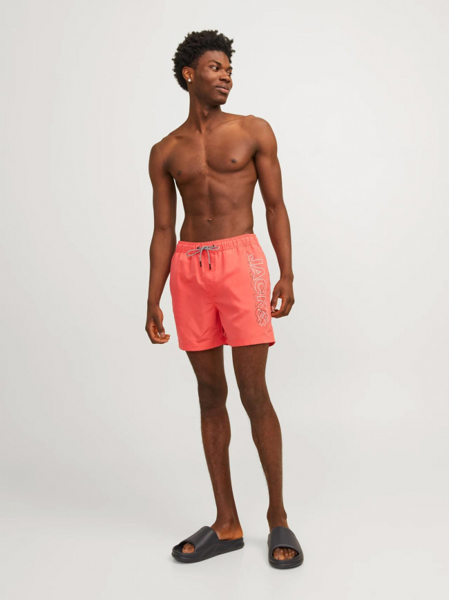 Short de bain fiji double logo orange corail homme - Jack & Jones