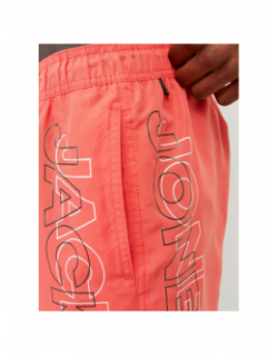 Short de bain fiji double logo orange corail homme - Jack & Jones