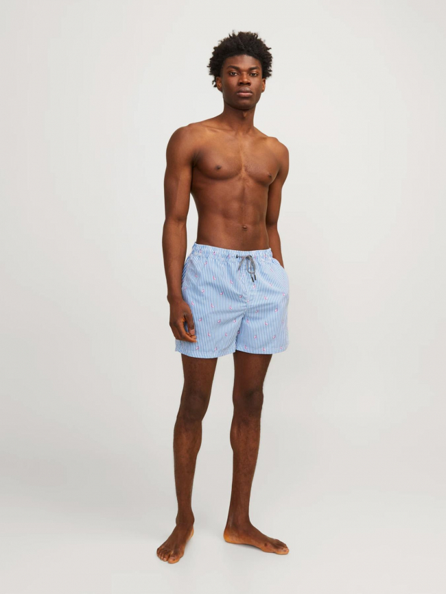 Short de bain homme rayé bleu sale