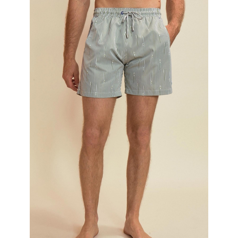 Short de bain rayé pearl kaki homme - Benson & Cherry