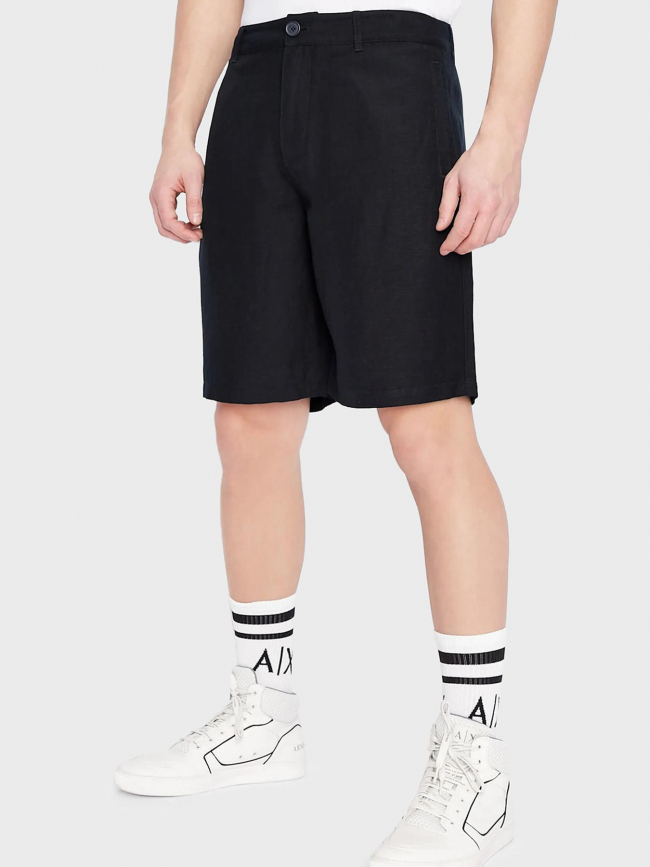 Short en lin léger noir homme - Armani Exchange