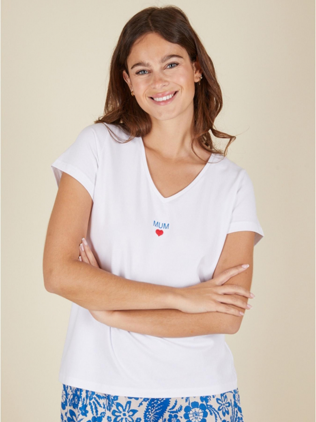 T-shirt col v merima mum blanc femme - Pieces