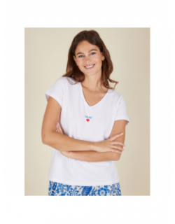 T-shirt col v merima mum blanc femme - Pieces