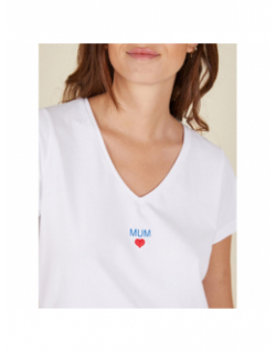 T-shirt col v merima mum blanc femme - Pieces