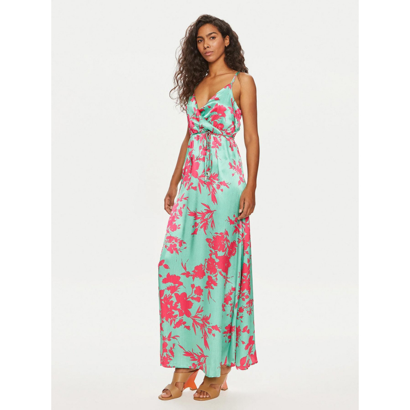 Robe longue salia satinée vert rose femme - Only