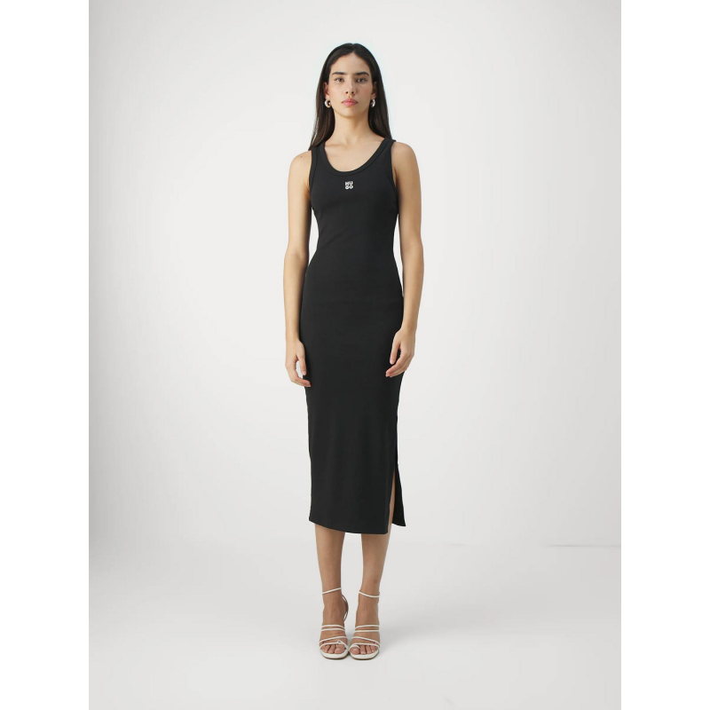 Robe mi-longue fendue nalimera noir femme - Hugo