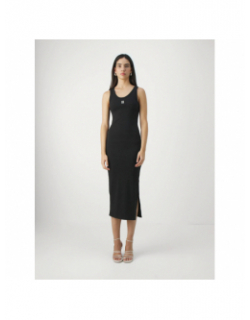 Robe mi-longue fendue nalimera noir femme - Hugo