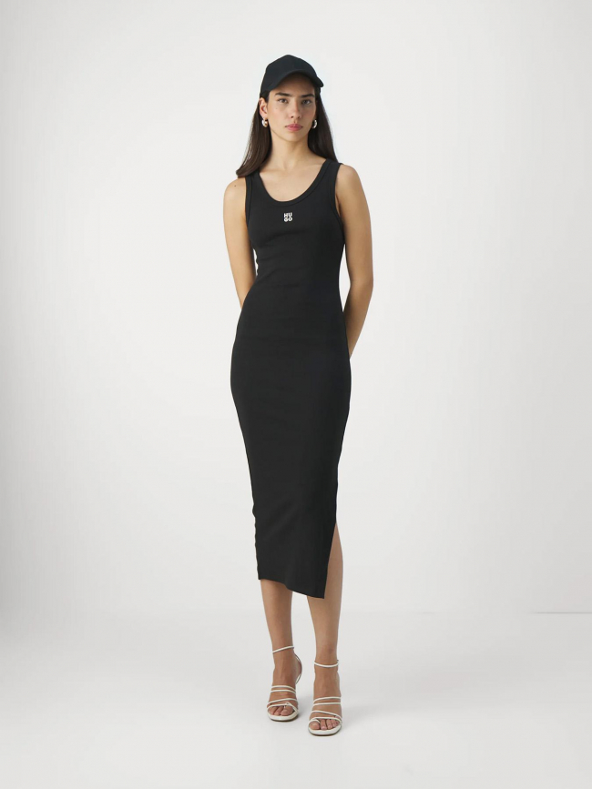 Robe mi-longue fendue nalimera noir femme - Hugo