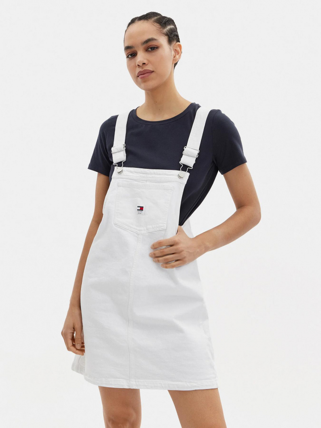 Robe salopette denim pinafore blanc femme - Tommy Jeans