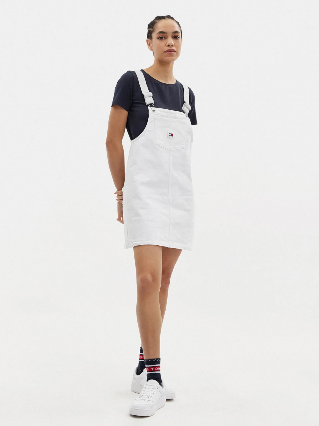 Robe salopette denim pinafore blanc femme - Tommy Jeans