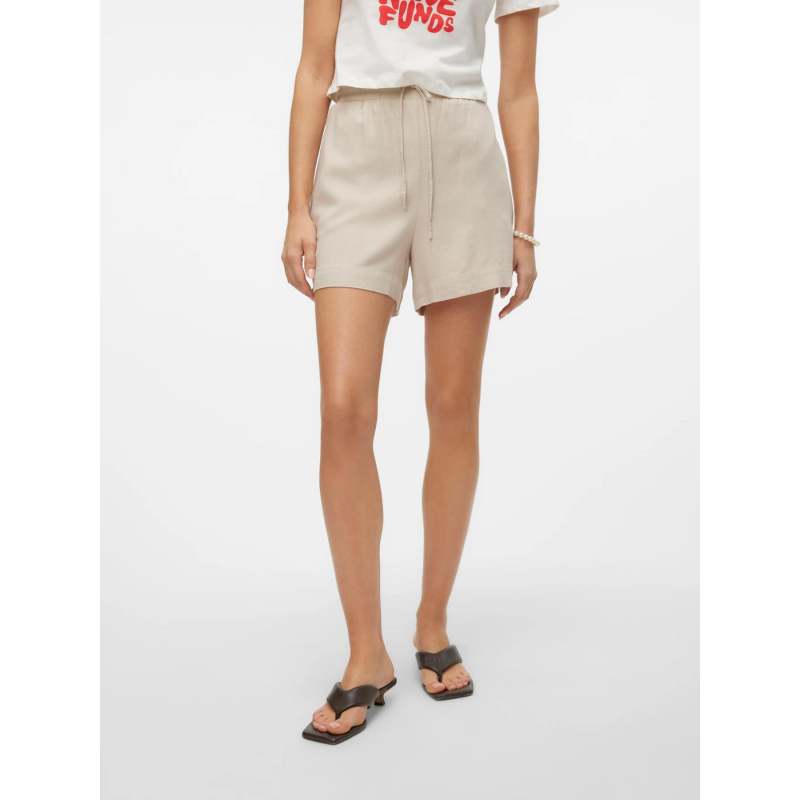 Short en lin mymilo beige femme - Vero Moda