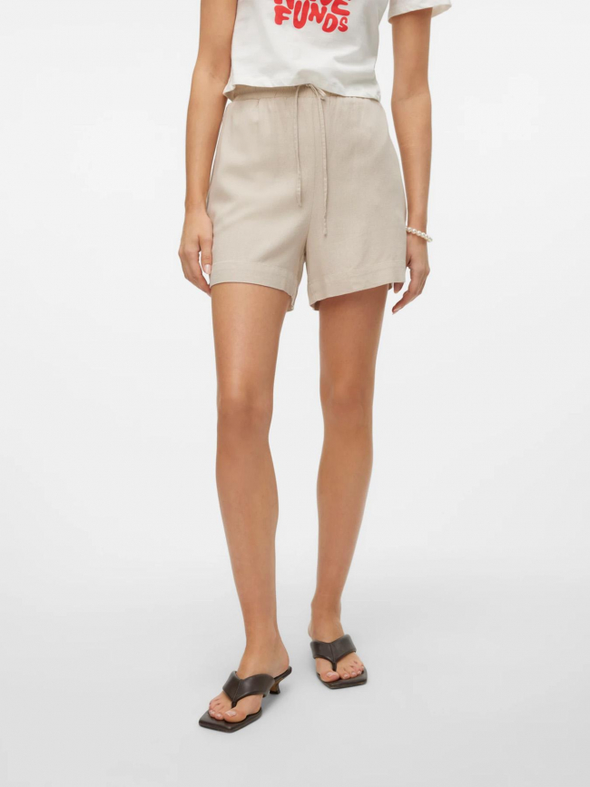 Short en lin mymilo beige femme - Vero Moda