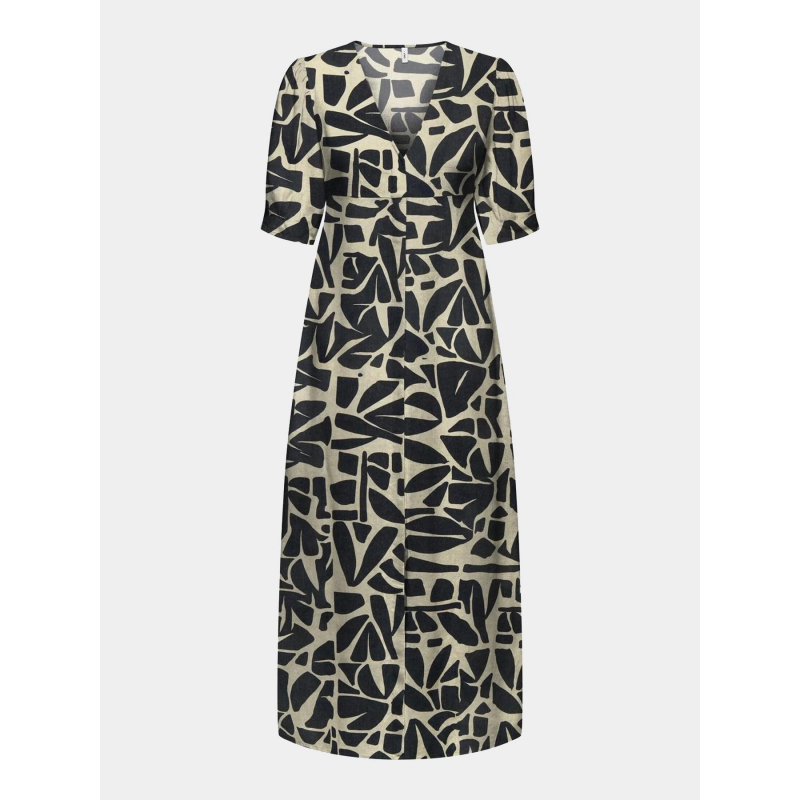 Robe midi dahlia noir beige femme - Only