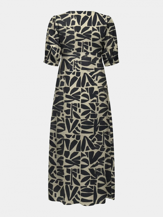 Robe midi dahlia noir beige femme - Only