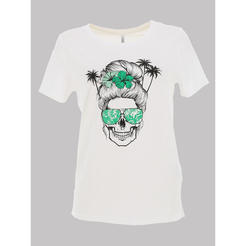 T-shirt sally life blanc vert femme - Only