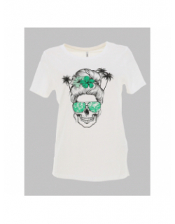 T-shirt sally life blanc vert femme - Only