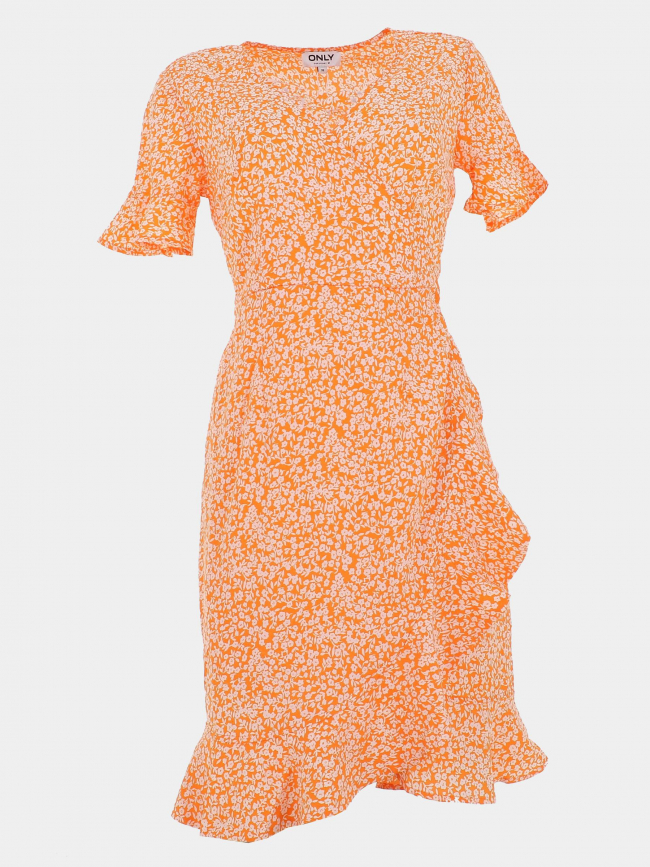 Robe portefeuille olivia imprimés orange femme - Only