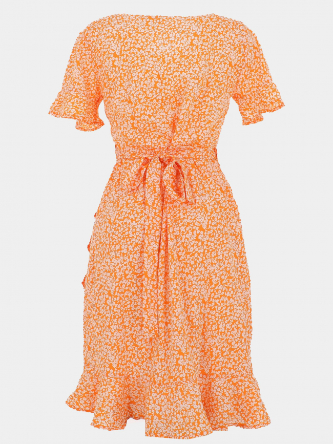 Robe portefeuille olivia imprimés orange femme - Only