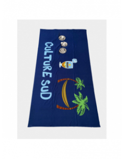 Serviette de plage oualie apéro pétanque bleu - Culture Sud