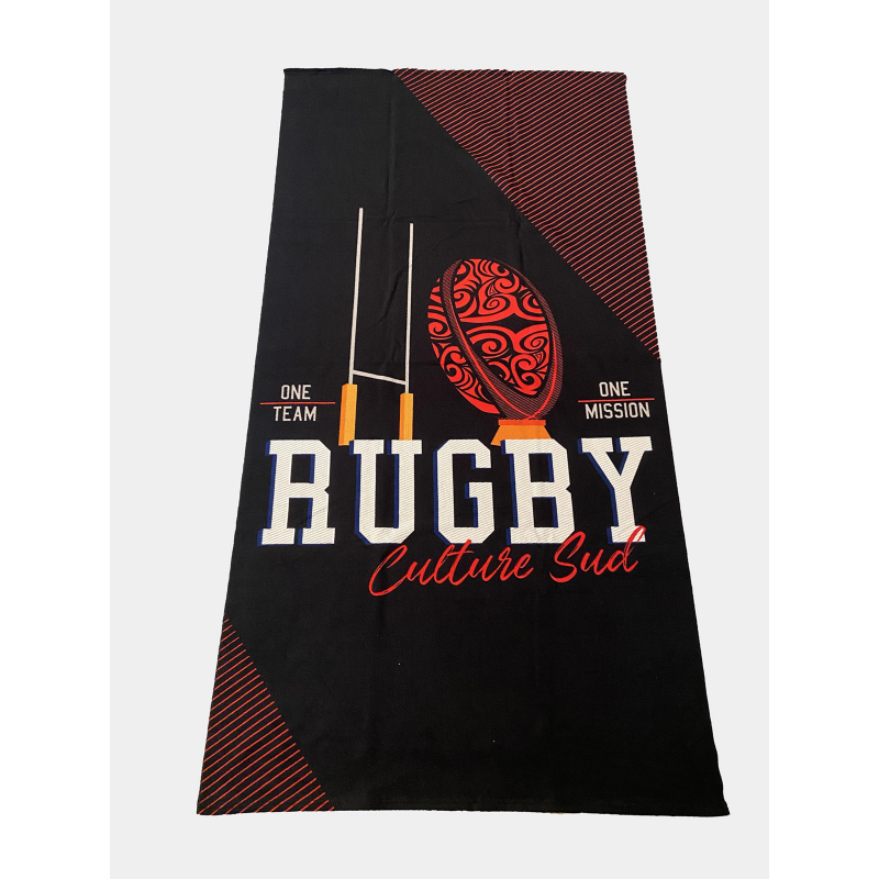 Serviette de plage septaria rugby noir - Culture Sud