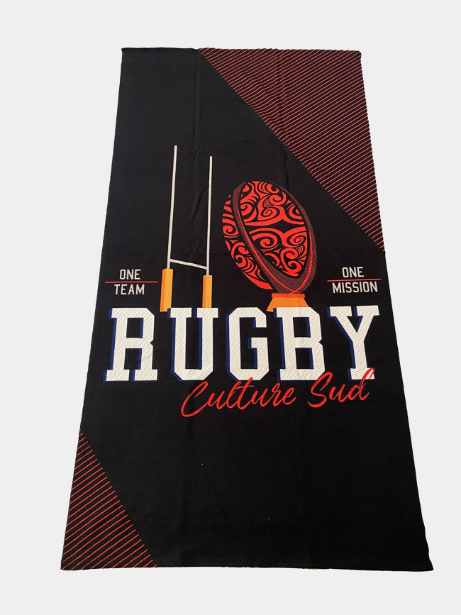 Serviette de plage septaria rugby noir - Culture Sud