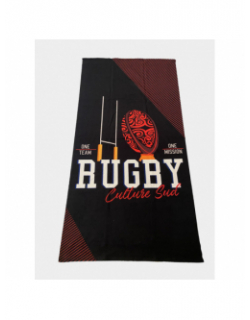 Serviette de plage septaria rugby noir - Culture Sud