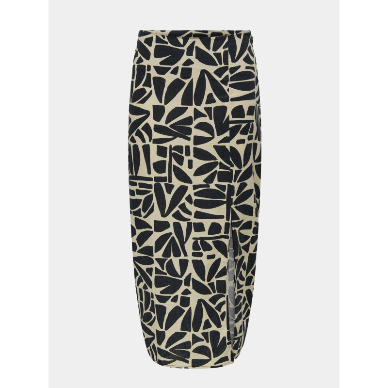 Jupe midi dahlia imprimés noir beige femme - Only