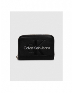 Porte-monnaie sculpted zip noir femme - Calvin Klein Jeans