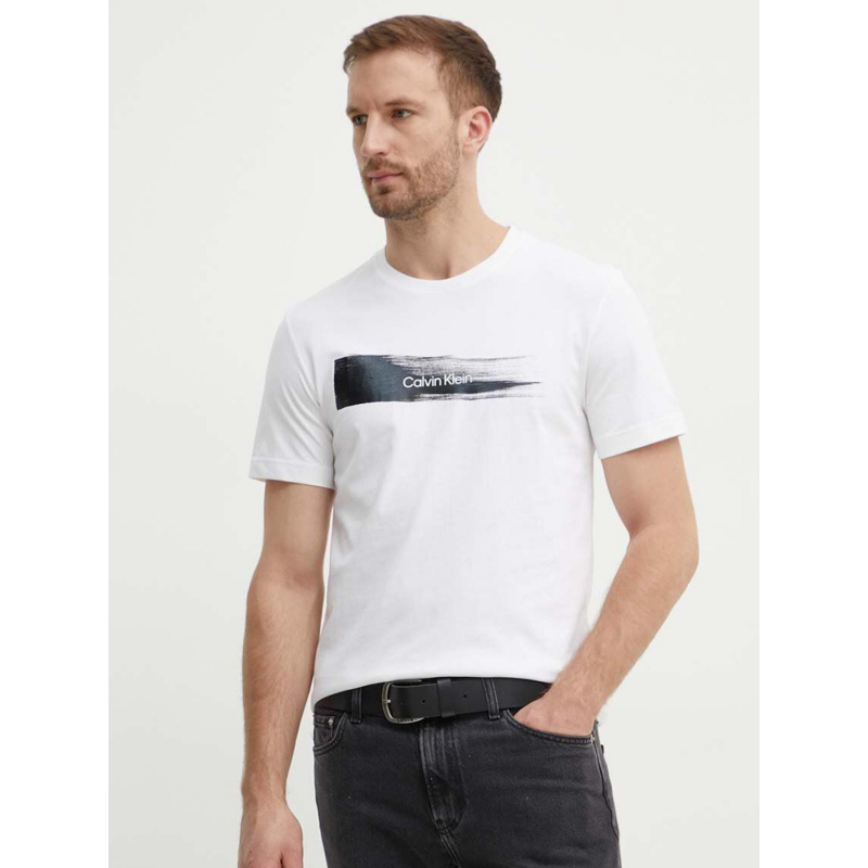 T-shirt brush logo blanc homme - Calvin Klein