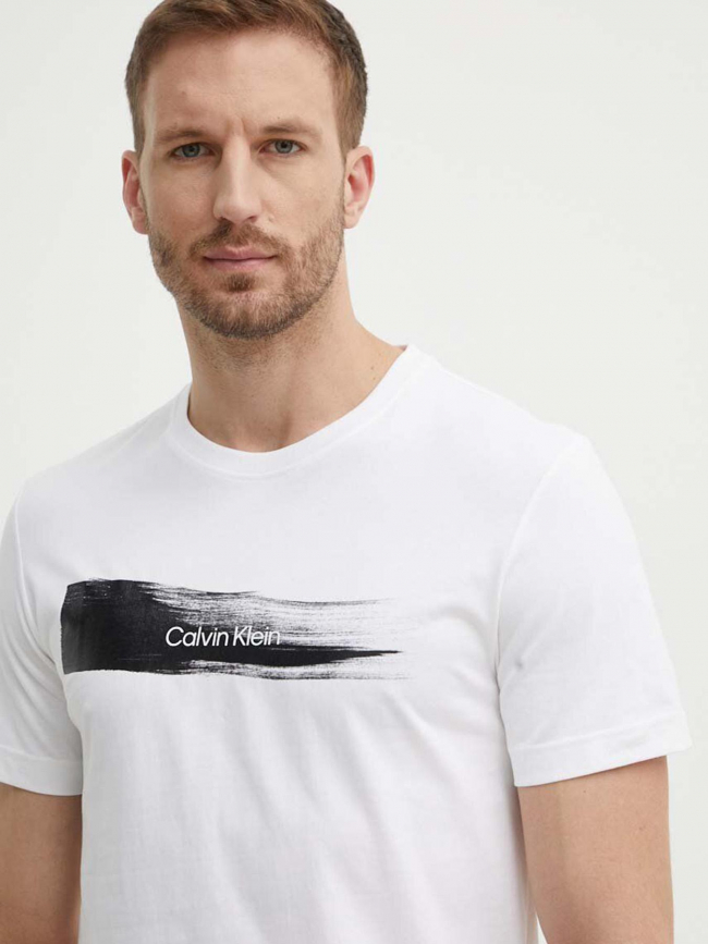 T-shirt brush logo blanc homme - Calvin Klein