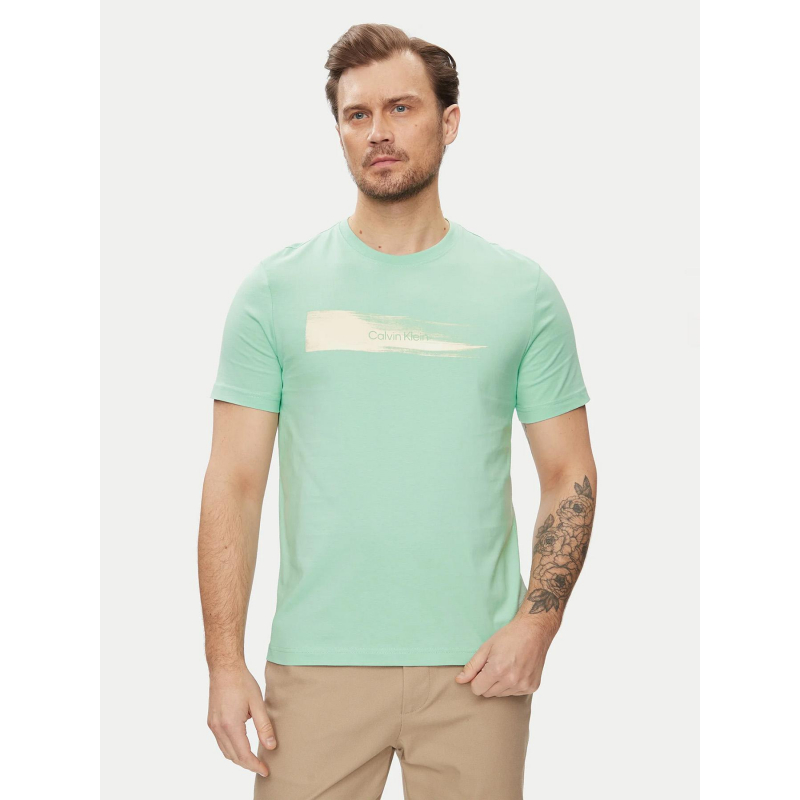 T-shirt brush logo vert d'eau homme - Calvin Klein