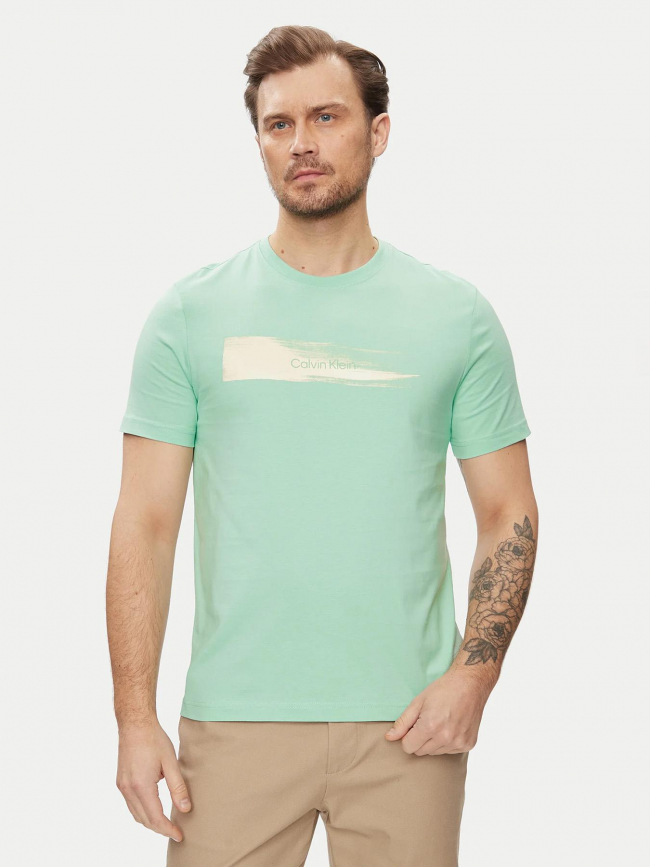 T-shirt brush logo vert d'eau homme - Calvin Klein