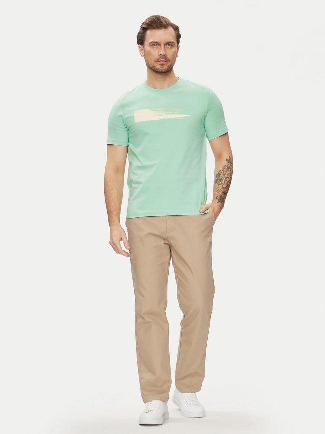 T-shirt brush logo vert d'eau homme - Calvin Klein