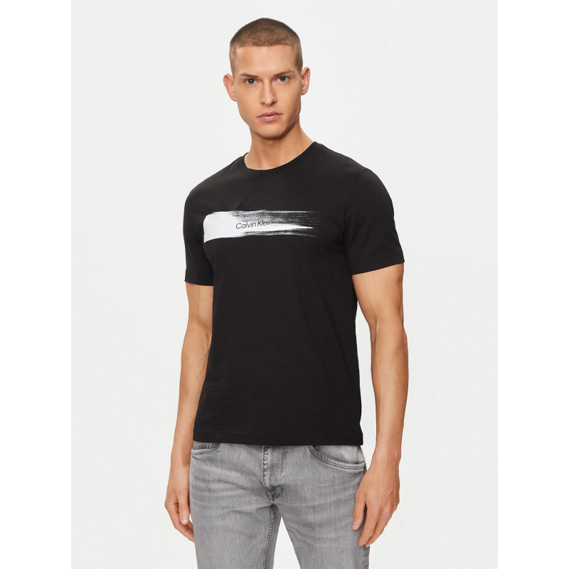 T-shirt brush logo noir homme - Calvin Klein