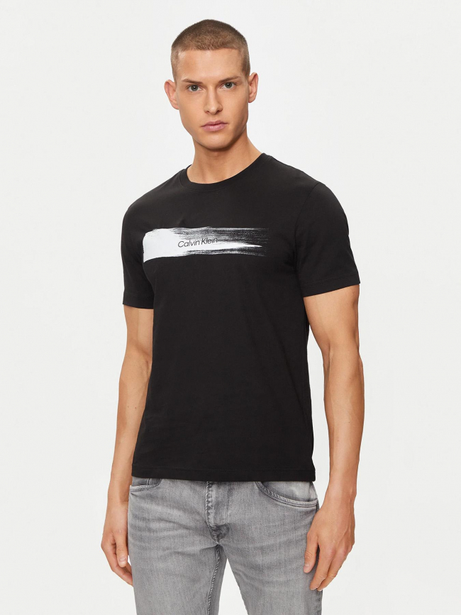 T-shirt brush logo noir homme - Calvin Klein